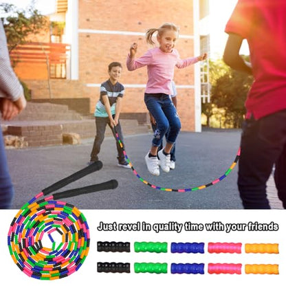 16 FT Long Jump Rope(1 PACK), Double Dutch Jump Ropes, Soft Beaded Skipping for Kids Adults, Plastic Segmented Long Enough for 4-5 Jumpers - color: Black
