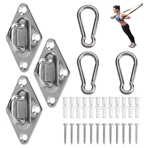 3 Pack Resistance Band Wall Anchor, Wall Mount for Resistance Bands, Workout Anchors Wall Resistance with Hook for Fitness Bands, Space Saving Workout Equipment
