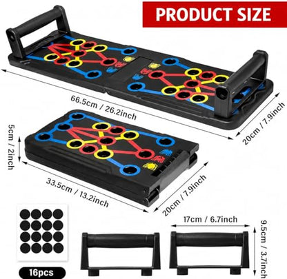 15-in-1 Push Up Board with Handles – Foldable Pushup Bar for Home Gym, 600 lb Capacity, Portable Strength Training Equipment for Men & Women, Targets Chest, Shoulders, Triceps, Arms, Abs & Core
