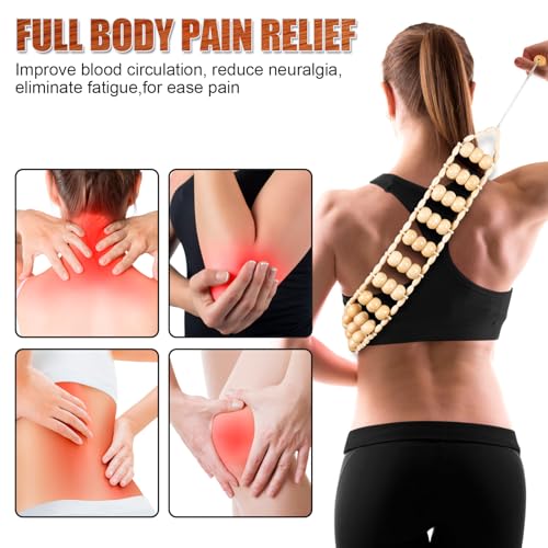Wood Therapy Massage Tools,Back Wooden Massage Roller Rope Tool Maderoterapia Kit Professional Cellulite Massager for Body Shaping, Contouring,Back Neck Leg Muscle Relief