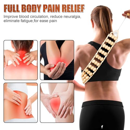 Wood Therapy Massage Tools,Back Wooden Massage Roller Rope Tool Maderoterapia Kit Professional Cellulite Massager for Body Shaping, Contouring,Back Neck Leg Muscle Relief