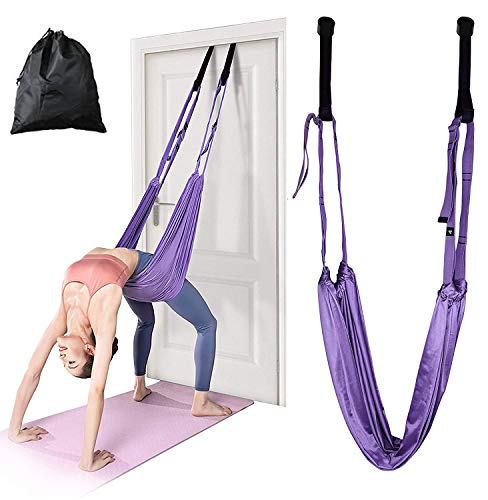 Multi-Purpose Waist Exercise Band - Waist Back Bend Assist Trainer Flexibility & Yoga Stretching Leg Stretcher Strap w/Door Anchor for Dance Gymnastics Training Fitness