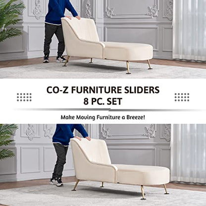 CO-Z Felt Furniture Sliders - 8 Pack with 4 Plastic & 4 Felt Sliders, 3 1/2" Reusable Furniture Sliders for Carpet Hardwood Floors, Heavy-Duty Furniture Gliders Movers, Moving Pads for Heavy Furniture