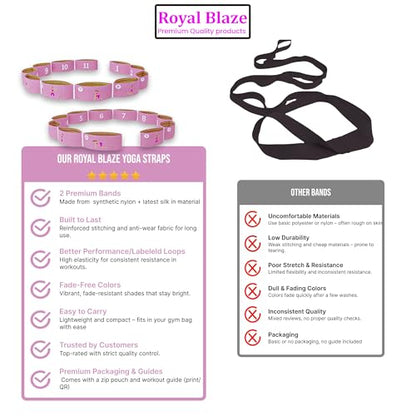 Elastic Yoga Stretching Strap with 11 Loops, 2 PCS Stretch Straps for Physical Therapy, Pilates Stretch Band, Leg Stretching Strap, Elastic Exercise Bands for Yoga, Dance and Gymnastics