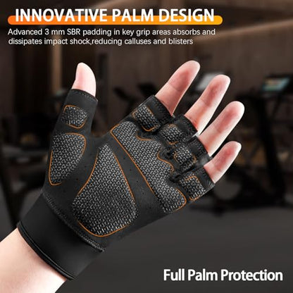 Workout Gloves for Men and Women, Gym Gloves for Weight Lifting, Exercise, Cycling, Training & Fitness, Fingerless with Padded Grip, Full Palm Protection & Breathable Design - size: Small