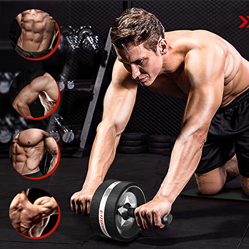 Ab Roller Wheel for Abs Workout with 2 Knee Pads for Home Gym - color: Black