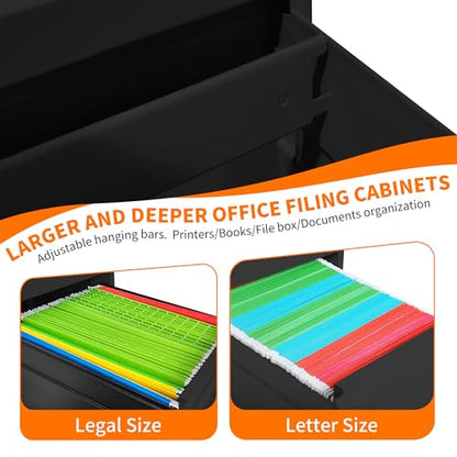 Metal File Cabinet with Drawer Heavy Duty Locking File Cabinets - color: Black, size: 52.4"H-4 drawers