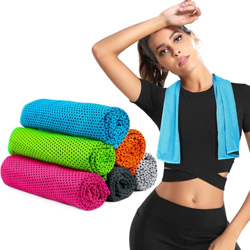 INNOLIFE 6 Pack Cooling Towels Breathable Ice Towel for Sports, Gym, Fitness, Running, Hiking, Yoga (Multicolor) - color: Multicolor