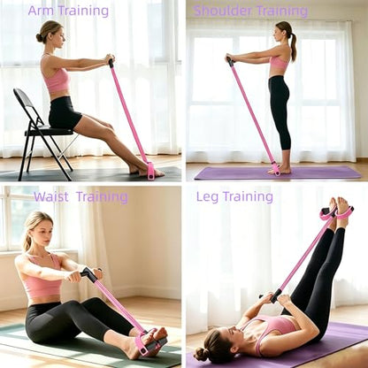 Upgraded Durable 6-Tube Pedal Resistance Strap with Handle, Natural Rubber Fitness Resistance Strap, Multifunctional Fitness Strap, Suitable for Abdominal, Waist, arm, and Leg Shaping Training