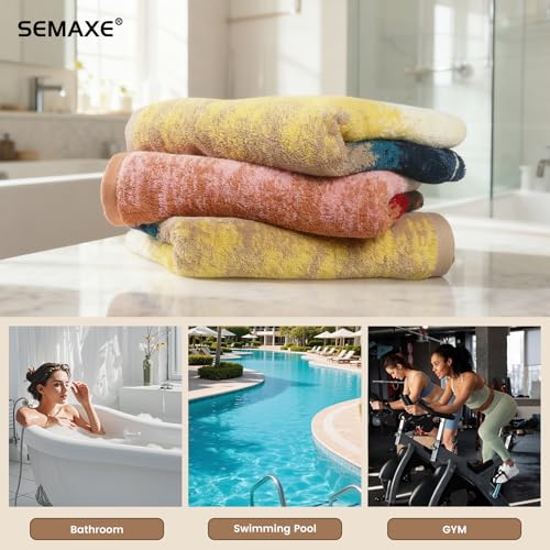 Coastal Ombre Hand Towels for Bathroom, 4-Pack Cotton Hand Towels with Hanging Loop, Soft & Absorbent, Quick Dry, Coastal Bathroom Decor Use, Easy Care