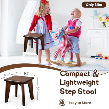 StrongTek Bamboo Small Step Stool, Durable and Stylish Wooden Step for Adults and Kids, Perfect for Kitchen, Bathroom, Bedroom, or Living Room, Non-Slip, Compact, Portable, Easy to Store (Chocolate)