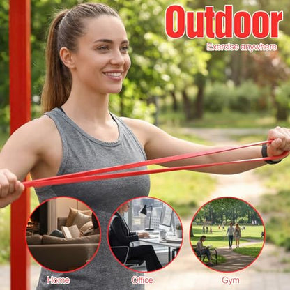 16 Pcs Long Resistance Bands for Power Loop Bands Assisted Pull-Ups, Resistance Bands Bulk Set with Red Style TPE Loops for Strength Training, Physical Therapy Home Gym(82 Inch 13-35 lbs)