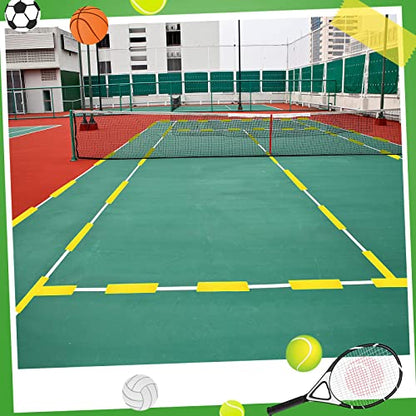 Court Line Marker Kit Yellow Boundary Markers Lines Set for Tennis Basketball Volleyball Badminton Dinkball Net Court Outdoor or Indoor Training