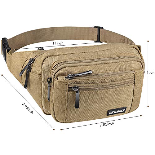 CXWMZY Fanny Packs For Women & Men Waist Pack Hip Bum Bag with Multi-Pockets Large Capacity Waterproof Casual Bum Bag for Disney Traveling Casual Cycling Running Hiking - color: Khaki