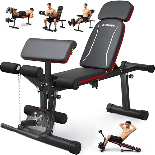 Upgraded Adjustable Weight Bench with Leg Extension and Leg Curl, 9 Back Positions & Foldable, 1200LB Workout Bench for Home Gym, Flat Decline Incline Bench for Full-Body Strength Training & Big Guys