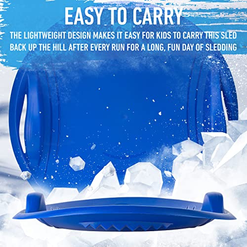 Franklin Sports Kids Toboggan Sled - Kids Saucer Sled - Arctic Trails Plastic Snow Sled for Children - Heavy Duty Sled with Handles