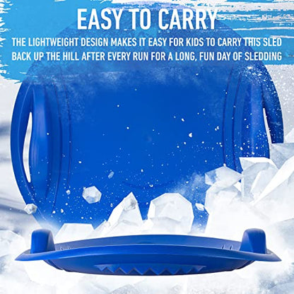 Franklin Sports Kids Toboggan Sled - Kids Saucer Sled - Arctic Trails Plastic Snow Sled for Children - Heavy Duty Sled with Handles
