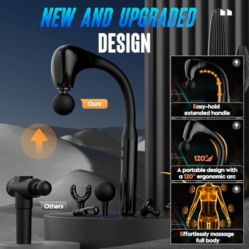 Massage Gun with Upgraded Extension Handle, Portable 10MM Massage Gun Deep Tissue, Back Massager, Muscles/Neck/Shoulders/Waist/Legs Massager, Gifts for Men
