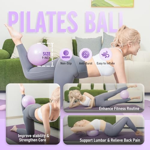 JKSHMYT Pilates Ring Kit for Women, Pilates Equipment – 14.5" Home Magic Circle Workout with Pilates Ball,Resistance Bands,Better me Pilates Essentials Starter Set for Beginners Toning Shape Full Body