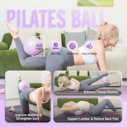 JKSHMYT Pilates Ring Kit for Women, Pilates Equipment – 14.5" Home Magic Circle Workout with Pilates Ball,Resistance Bands,Better me Pilates Essentials Starter Set for Beginners Toning Shape Full Body