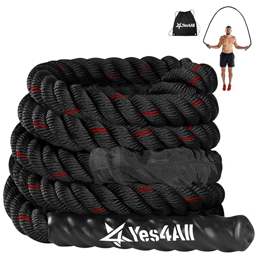Yes4All Weighted Jump Rope, 2.8LB Heavy Skipping Rope with Anti-Slip Double Layer Handle & Protective Sleeve for Fitness, Cardio, Muscle Training - Carry Bag Included - size: 2.8 lbs