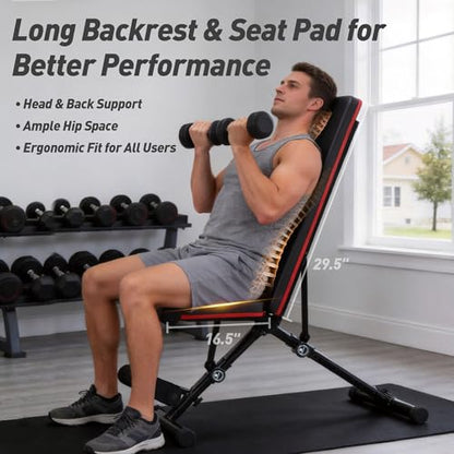 Adjustable Weight Bench 795 lbs, Foldable Incline Bench Press - color: Jet Black