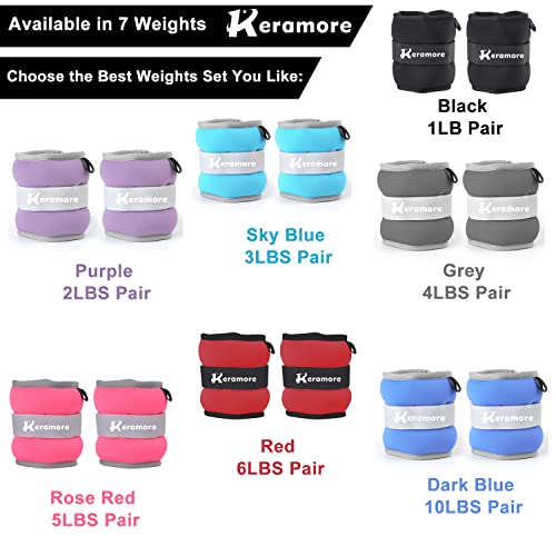 Ankle Weights, 1/2/3/4/5/6/8/10/12 LBS (1 Pair) Wrist Arm & Leg Weighted for Women Men Kids with Elongated Strap for Exercise, Fitness, Jogging, Aerobics, Yoga, Dancing and Physical Therapy