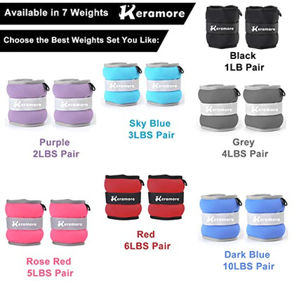 Ankle Weights, 1/2/3/4/5/6/8/10/12 LBS (1 Pair) Wrist Arm & Leg Weighted for Women Men Kids with Elongated Strap for Exercise, Fitness, Jogging, Aerobics, Yoga, Dancing and Physical Therapy