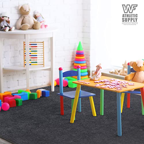 WF Athletic Supply Carpet Top EVA Foam Floor Tiles, Black Carpet Texture Surface Puzzle Interlocking Mats for Home Gym, Kids Room & Living Room; 24-inch x 24-inch x 12-mm per Tile