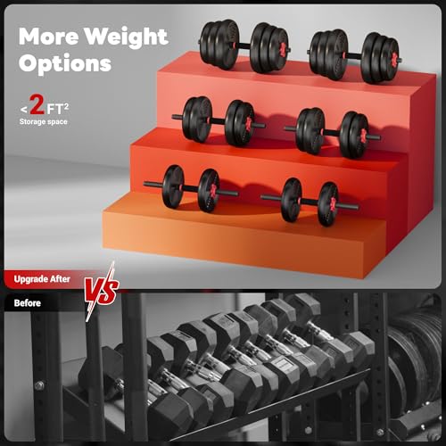 Adjustable Dumbbells, GOIMU 32/54/76/94LBS Free Weight Set, 4 in 1 Dumbbell Set Used as Barbell, Kettlebell, Push Up Stand, Fitness Exercise for Home Gym Suitable Men/Women