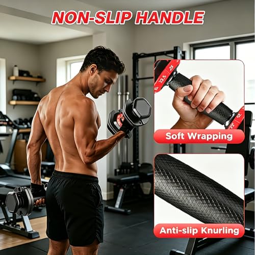 Adjustable Dumbbell Set, All in One Weights Dumbbell with Non-Slip Handle, 1 Hand Quick Adjust weight set for Home Gym - color: 25lb Pair