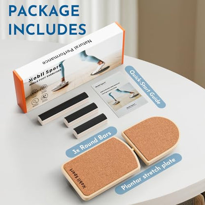 Cork Ankle Balance Board & Foot Strengthener | Extra Wide Single Leg Slant Board, Plantar Fasciitis Relief, Achilles Support, 3-Way Axis, 16-Exercise Guide