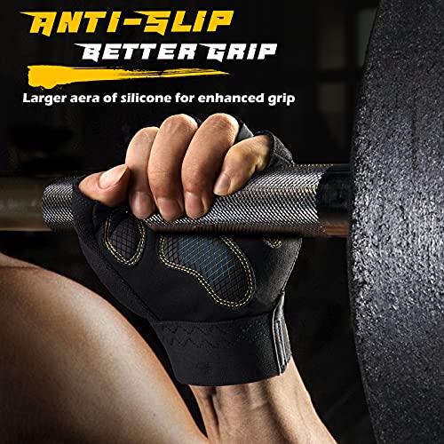 FREETOO Workout Gloves for Men, Weight Lifting Gloves with Full Palm Protection, Ultra Ventilated, Cushion Pads and Silicone Grip - size: Small