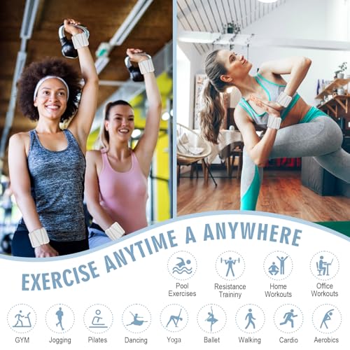 Wrist Weights, Adjustable Wrist Ankle Weights for Women, Wearable Arm & Leg Weights Set of 2(1 lb Each), Weighted Bangles for Walking, Yoga, Dance, Barre, Gym