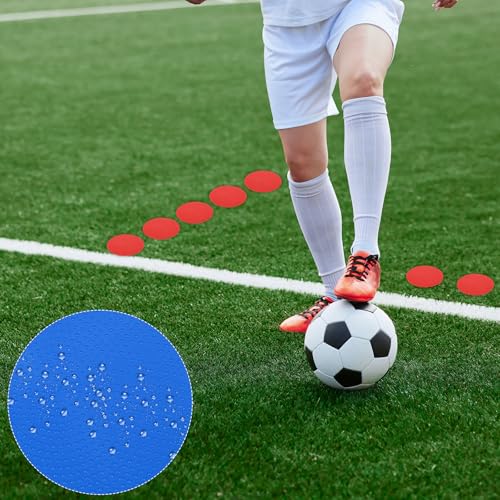 Spot Markers 4 Inch, 6 Pcs Non-Slip Floor Dots Agility Markers Flat Field Cones Poly Dots for Gym PE Speed Training Dance Soccer Basketball Sports, Blue