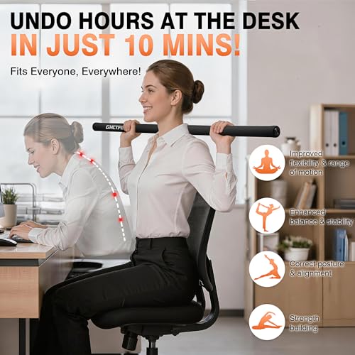 Adjustable Yoga Stick for Stretching & Balance, Upgraded Workout Pilates Equipment for Back Posture Corrector, 4-Section Steel Mobility Bar for Flexibility, Physical Therapy, Exercise Training
