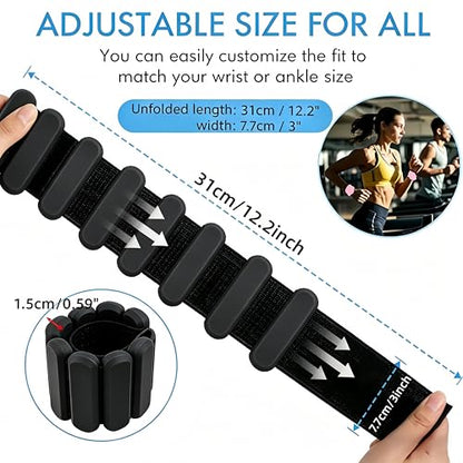 Wrist Weights Set of 2(1Lbs Each), Adjustable Silicone Arm & Leg Weights for Women