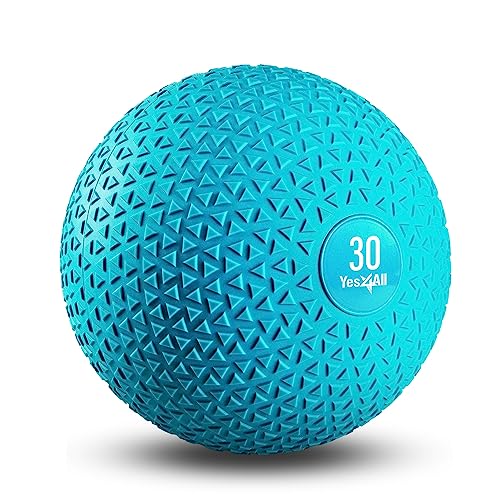 Yes4All Slam Ball, No-Bounce Ball for Exercise, Cross Training and Core Strength Workout 30lbs - Triangle Teal - color: Trendy teal, style: F. 30lbs
