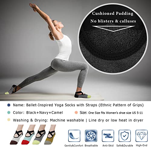 Ozaiic Pilates Socks for Women Non Slip Grip Yoga Barefoot Indoor Workout - color: 4 Pairs -Green/Brown/Beige/Gray