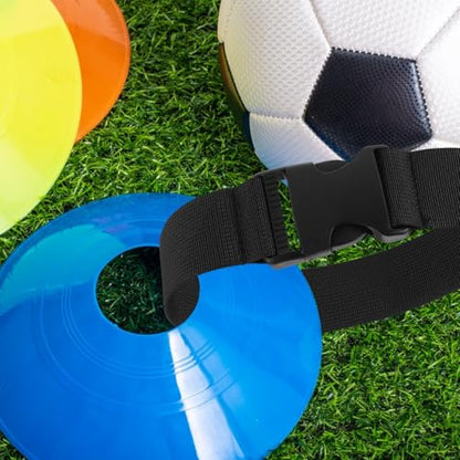 NOLITOY Soccer Cones Strap Organizer: 4PCS Adjustable Portable Sports Cone Strap for Football Training Agility Drills Basketball Practice Marker Disc Storage Belt Lightweight Nylon Carry Holder