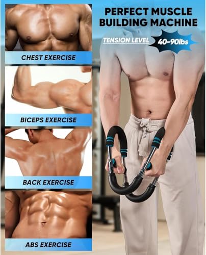Twister Arm Trainer, 40-100lb Adjustable Chest Workout Equipment, Arm Trainer, Twister Arm Trainer, Portable Power Twister Bar, Detachable Design Fitness Anywhere - color: BLUE