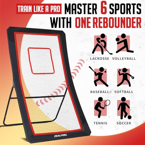 Lacrosse Rebounder, 4x7FT/4x6FT Volleyball Rebounder for Backyard with 5 Rebound Angles, Target Strip, Lacrosse Rebound Net Perfect for Lax Baseball Volleyball & Soccer Practice - size: 4×7ft Volleyball/Lacrosse Rebounder