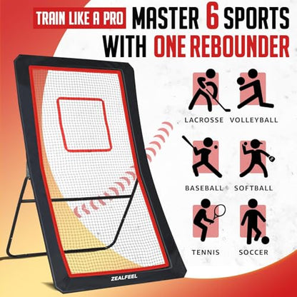 Lacrosse Rebounder, 4x7FT/4x6FT Volleyball Rebounder for Backyard with 5 Rebound Angles, Target Strip, Lacrosse Rebound Net Perfect for Lax Baseball Volleyball & Soccer Practice - size: 4×7ft Volleyball/Lacrosse Rebounder