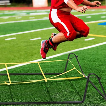17 x 5 ft Running Ropes/Agility Ladder Soccer Footwork Training Net Adjustable Height Speed Ladder Basketball Football Soccer Training Equipment Fitness Workout Equipment for Youth Adults