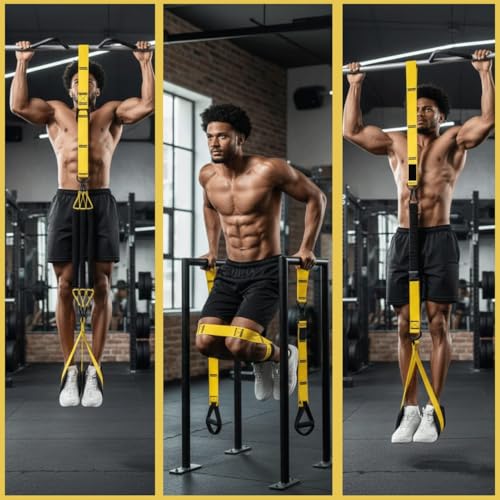Pull Up Assistance Bands – Heavy Duty Adjustable Pull Up Assist Bands with Foot & Knee Support for Pull Up Bar, Pull Up Resistance Bands for Home Gym, Strength Training Equipment, Yellow
