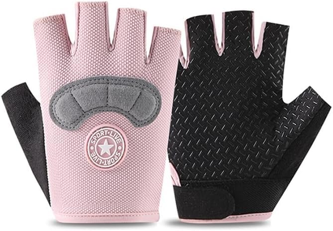 Kids-Fingerless-Cycling-Gloves Non-Slip Exercise Gloves for Youth Girls - color: Circle Pink, size: Medium