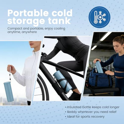 Cooling Station 3-in-1 Portable Kit: Insulated Stainless Steel Bottle with Reusable Ice Bag & Cooling Towel for Yoga, Running, Gym, Fitness, Workout, Camping & Sports