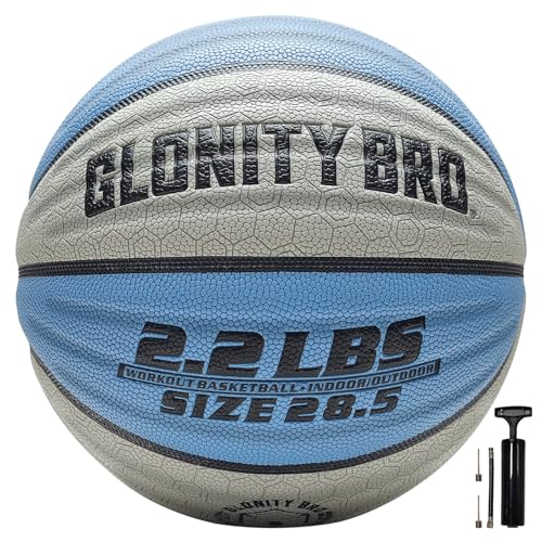Weighted Basketball Non-Slip 28.5"/29.5", 2.2LBS/3LBS, Outdoor/Indoor Heavy Training Ball, Used to Increase Strength - color: Blue+Grey, size: 2.2LBS, Size 6, 28.5"