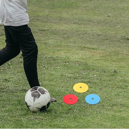ibasenice 12pcs Soccer Training Flat Discs Agility Marker Cones 15cm Diameter PVC Ground Spot Markers for Football Drills Field Marking Outdoor Sports