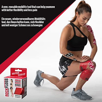 Rocktape RockFloss Tack Mobility Band, Compression Muscle Recovery, Floss for Muscle Soreness, 2" & 4" Width, Red